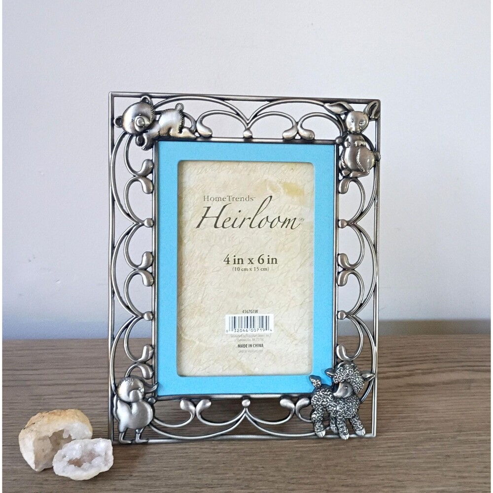 Vintage Pewter 4x6 Metal Photo Frame Picture Frame Baby Boy Nursery Decor